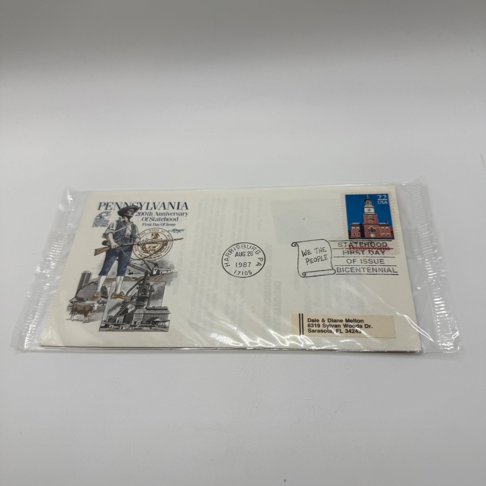 1987 Pennsylvania 200th Anniversary Statehood First Day of Issue FDC Envelope